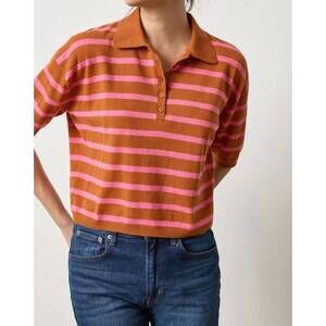 NEW LILLA P drop shoulder polo neck sweater in pinksierra/calypso